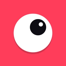 The Obsession app icon: a white eye on hot pink.